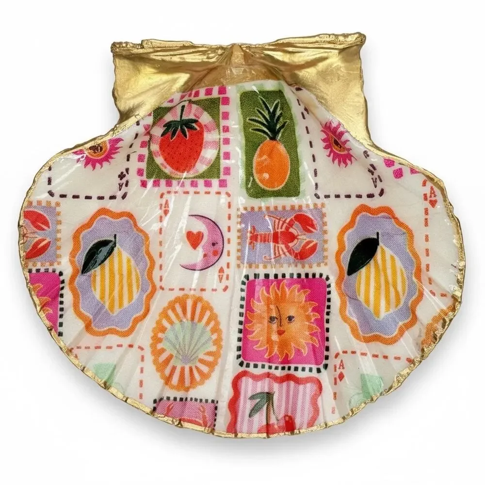 Coastal Patchwork Shell Trinket Dish Ring Holder | Fun Unique Gift Trinket Dish